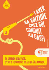 Affiche économie d'eau-station de lavage